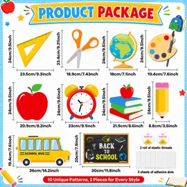20PCS Back to School Decorations Large Size First Day of School Hanging Ornaments Pencil Apple Bus Garland Set Welcome Back Classroom Wall Ceiling Decor for Teacher Student Home Office Supplies