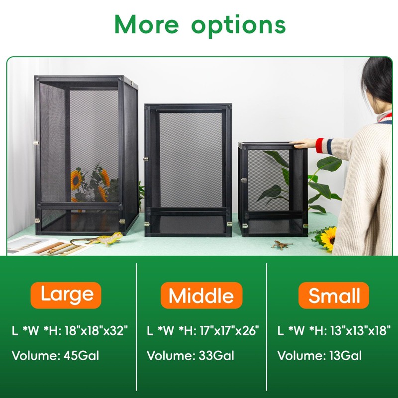 BINANO 33 Gal Detachable and Foldable Reptile Butterfly Cage Terrarium,