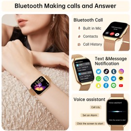 Women's Smartwatch with Phone Function 1.91 Inch Touchscreen Fitness Tracker 200+ Sports Modes IP68 Waterproof Fitness Watch with Heart Rate SpO2 Sleep Monitor Pedometer Smart Watch for iOS Android