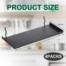 Lineshading Lineshading 4 Pcs Pegboard Shelves, 10 x 4 Inch Metal Shelf Brackets Pegboard Tray Accessories Wall Organizer for Craft Room Home Garage Nursery Workbench Kitchen (Black)