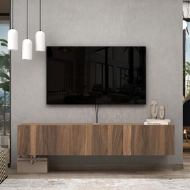 Atelier Mobili Floating TV Stand 65 inch, Floating TV Stand Wall Mounted, Floating Entertainment Center for 65 inch TV, Walnut TV Stand for Living Room Entertainment Center
