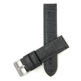 Hamilton 24mm Waterproof Leather Watch Band for Hamilton Jazzmaster - Grey / Silver Buckle