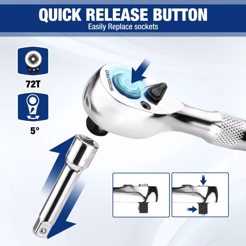 Workpro Stubby Ratchet & Bit Driver Set 16 PCS, 1/4",