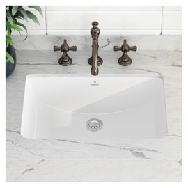 SmartSylva 21" Rectangular Undermount Bathroom Sink, Porcelain Ceramic Lavatory Vanity Undermount Sink, Glossy White