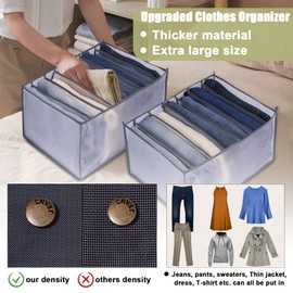 TOOVREN Jeans Organizer Extra Large 9 Grids, Wardrobe Clothes Organizer, Closet Organizers And Storage Baskets, Clothing Storage Bins,Washable Foldable Drawer Jeans Compartment Storage Box 3PCS