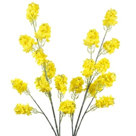 CISDUEO 2 Pcs Artificial Yellow Flowers Spring Bulk Silk Rapeseed Flower 41 Inch Long Stem Faux Wildflowers Floral Arrangements for Outdoors Grave Wedding Home Table Centerpieces Summer Decor