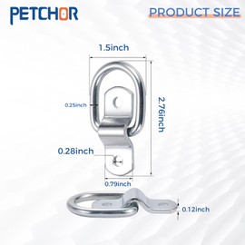 PETCHOR 1/4" Stainless Steel D Ring Tie Down Anchors, 6PCS Cargo Tie Down Rings, Heavy Duty Iron Trailer Bracket Surface Mount Hooks with Screws for Car, Truck, Trailer, Camper, Warehouse, Boat