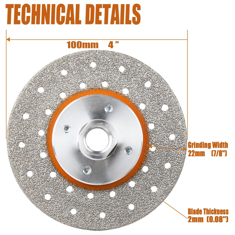 Vearter Vacuum Brazed Diamond Saw Blades Double Side Use 5/8-11"