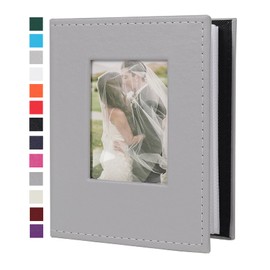 RECUTMS Photo Album 4x6 52 Photos, Leather Cover Small Capacity Wedding Family for Graduation Anniversary Family Wedding Baby Holds 52 Vertical 4x6 Pictures(Grey)