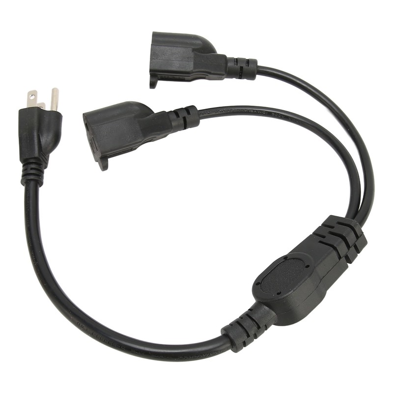 Extension Y Splitter Power Cord 3 Pin 1 to 2