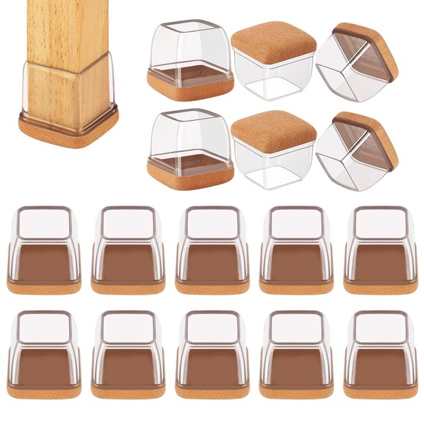 Giznzg Square Chair Leg Caps, 16 Pieces, Square Protective Caps
