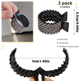 Haarspangen Damen Haarklammer Metall 3 Stück Strass Haarspangen Halter Hoher Pferdeschwanz Halter Strass für Dickes und Dünnes Haar bei Arbeit, Party oder Täglichem Einsatz