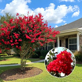 Crape Myrtle Red Rocket | 1 Extra Large 3 Gallon Plant | Vivid Scarlet Blooms, Live Plant, Striking Ornamental Shrub for Vibrant Garden Displays