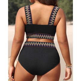 Daci - Traje de baño de 2 piezas para mujer, talla grande, conjunto de bikini de cintura alta, control de abdomen, traje de baño 2025, Negro -, 20 Plus