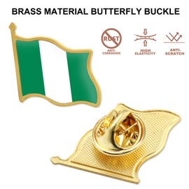 12/Pcs Nigeria Flag Lapel Pins Bulk - Metal Nigerian National Lapel Pin Brooch Badge Souvenir for Men Women Clothes Bags Hats