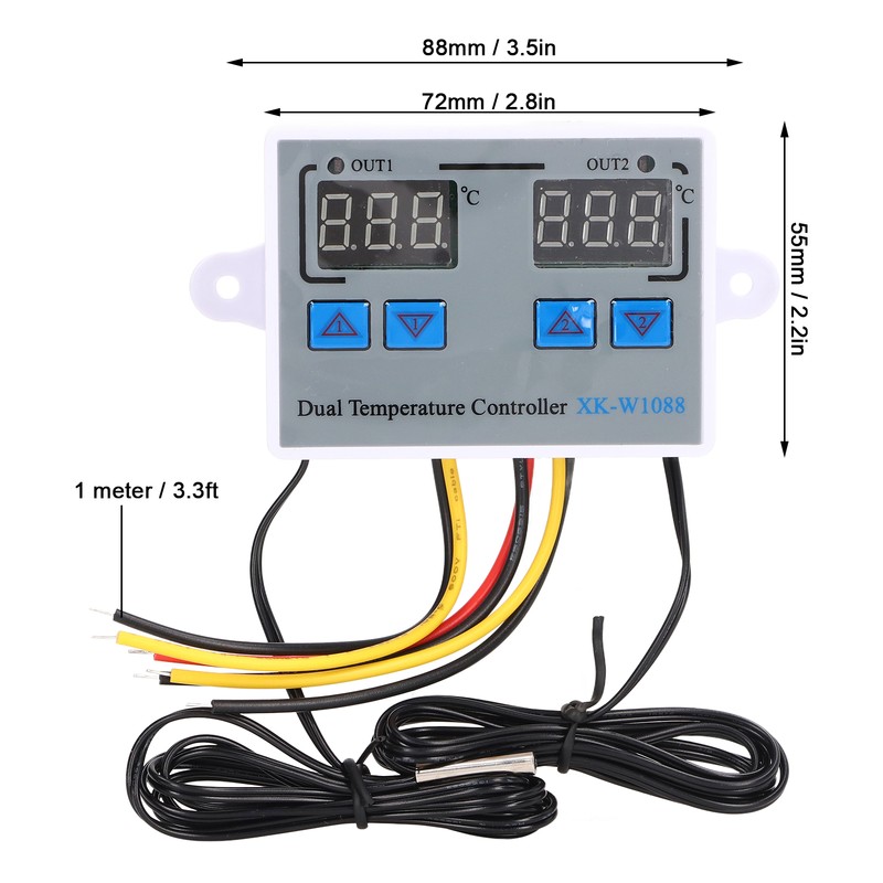 Dual Display Temperature Humidity Controller Heating Cooling Thermostat Switch NTC