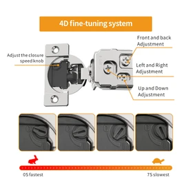 Chibery 10 Pack 1-3/8" Overlay 4D Soft Close Concealed Hinges for Face Frame Door, Adjustable Closing Speed, Smooth Slow Self Close Hinges, Satin Nickel, 105° Open Angle Stainless Steel Cabinet Hinges