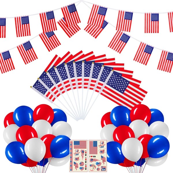 4th of July Decorations 33ft American String Flags Banner+ 10Pcs