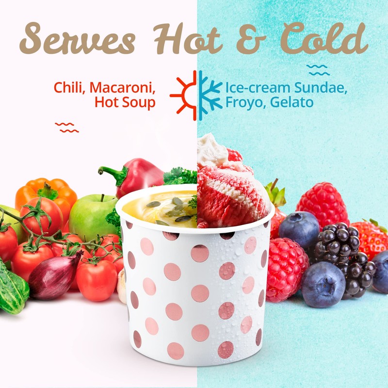 MATICAN Paper Ice Cream Cups - 50-Count 11-Oz Disposable Bowls