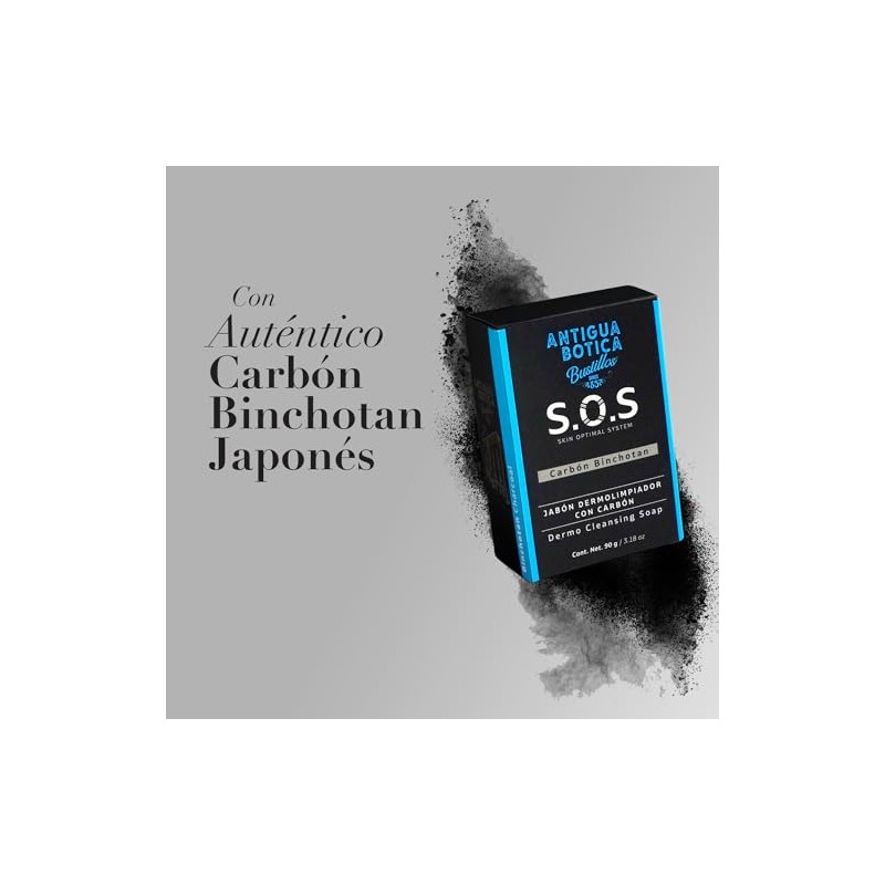 ANTIGUA BOTICA, S.O.S SKIN OPTIMAL SYSTEM, Jabón facial con carbón