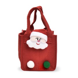 Small Reusable Christmas Bags for Gifts - Mini Santa Treat Bags With Handles - Holiday Pouch, Xmas Festival Favor Sack for Parties