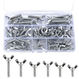 Pack of 72 Wing Screws M5 M6 Wing Screw Carbon Steel 6 Sizes Butterfly Screws Metric Wing Nuts for Displays Household Appliances Communication Machine Attachment