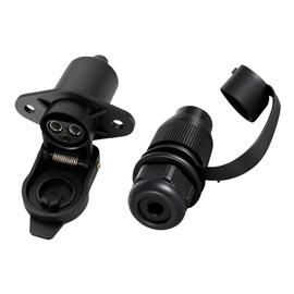 Yuanjoy 12 V 24 V Car Trailer Plug Socket 3-Pin Set – DIN 9680 – Black – Waterproof