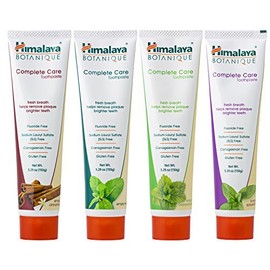 Himalaya Himalaya Botanique Complete Care Toothpaste, Herbal, Variety Pack, Fights Plaque, Freshens Breath, Fluoride Free, No Artificial Flavors, SLS Free, Cruelty Free, Foaming, 5.29 Oz, 4 Pack