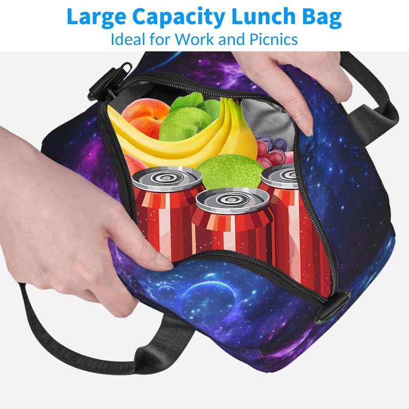 Galaxy Space Sky Insulated Lunch Bag, Reusable Portable Thermal Leak-Proof