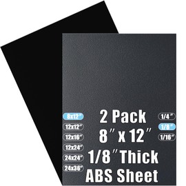 ABS Plastic Sheet 1/8 Inch Thick 8" x 12" (2-Pack),Two-Sided Heat Moldable Panel (Thermoplastic Textured Front & Smooth Back), Black Thermoform Board Great for DIY Projects, Decor, Handcrafts