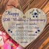 Pixie's Gift 50th Wedding Anniversary" Commemorative Wooden Heart Plaque –