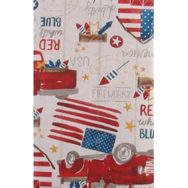 Patriotic Country Celebration Vinyl Flannel Back Tablecloth (52" x 90" Oblong)