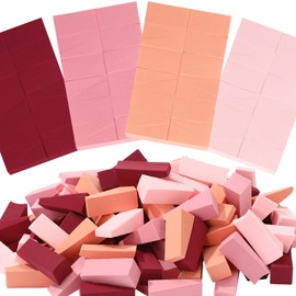 Demissle 100 Pcs Makeup Sponge Mini Applicator Wedges Triangle Cosmetic Sponges Latex Makeup Foam Wedges Disposable Foundation Beauty Tools(Pink,Red)