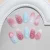 24 Pcs Pink Ombre Press on Nails Short Almond Nail