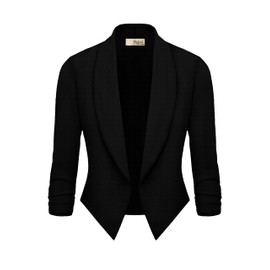 Hybrid & Company Womens Casual Work Office Open Front Blazer Jacket with Removable Shoulder Pads JK1133X Black 2X