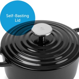 BK Cookware Bourgogne Enameled Cast Iron 2.6QT Dutch Oven, Jet Black