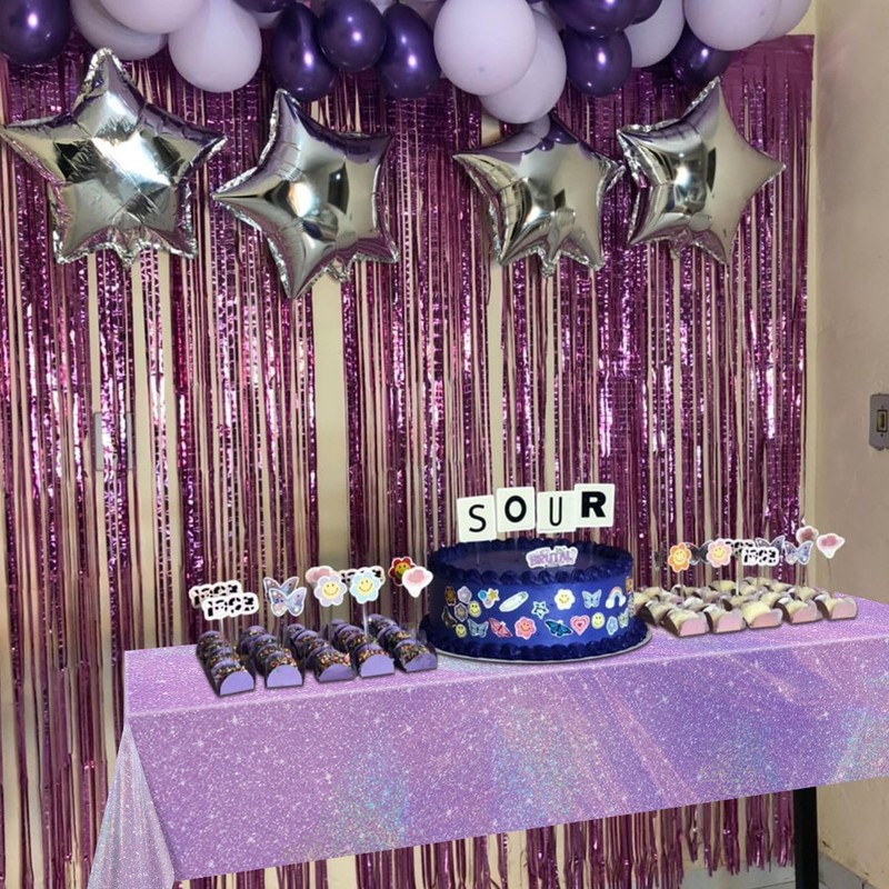 APUXXJUPA 4 Pcs Purple Laser Table Covers, Rectangular, Polyethylene (PE),