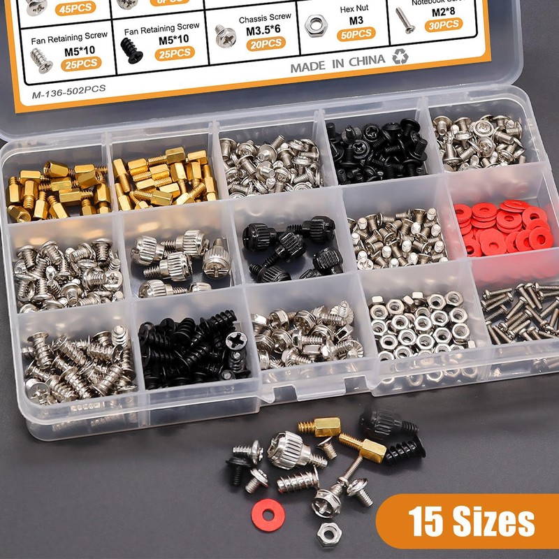 mxuteuk 502 Pcs Computer Screw Kit Motherboard Laptop Case Fan