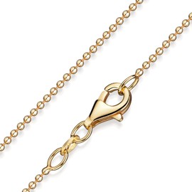 MATERIA Women's Ball Bead Chain Necklace Gold-Plated Sterling Silver Diamond Cut 1mm 16-31 Inch/40-80cm #K73