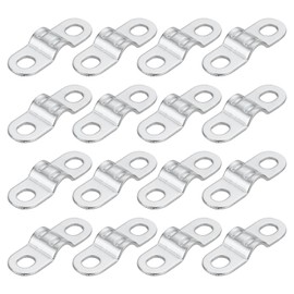 sourcing map 16Pcs Rigid Pipe Strap Fit M5 (1/5") Tube OD, 2 Holes Carbon Steel Tension Tube Clamp, Metal Wire Clip for Pipe or Cable Fixing, Silver