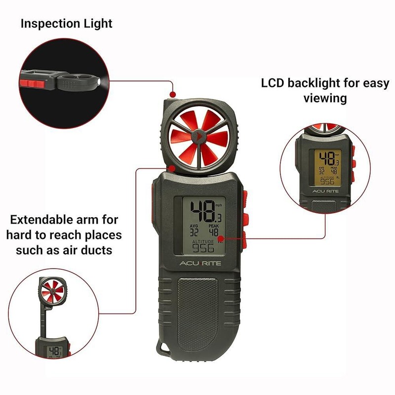 Acurite 검사등 ACURITE 00256M 휴대용 풍속계 ACURITE 00256M Portable Anemometer