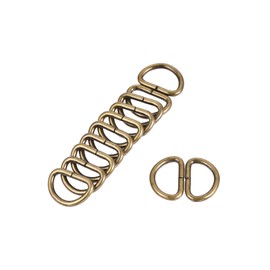 sourcing map Metal D-Ring 0.39 Inch (10 mm) D-Rings Buckle for Hardware Bags Belt DIY Accessories Bronze Tone Pack of 100