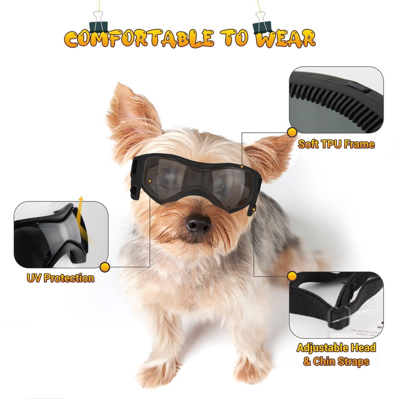 PETLESO Dog Goggles Small Breed, UV Protection Dog Sunglasses for