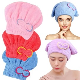 Toalla para Cabello, Paquete De 3 Gorros De Secado 25 * 65cm, Absorción Rápida para Cabello Largo y Grueso, Mujeres Ocupadas y Madres, Uso En Ducha y 