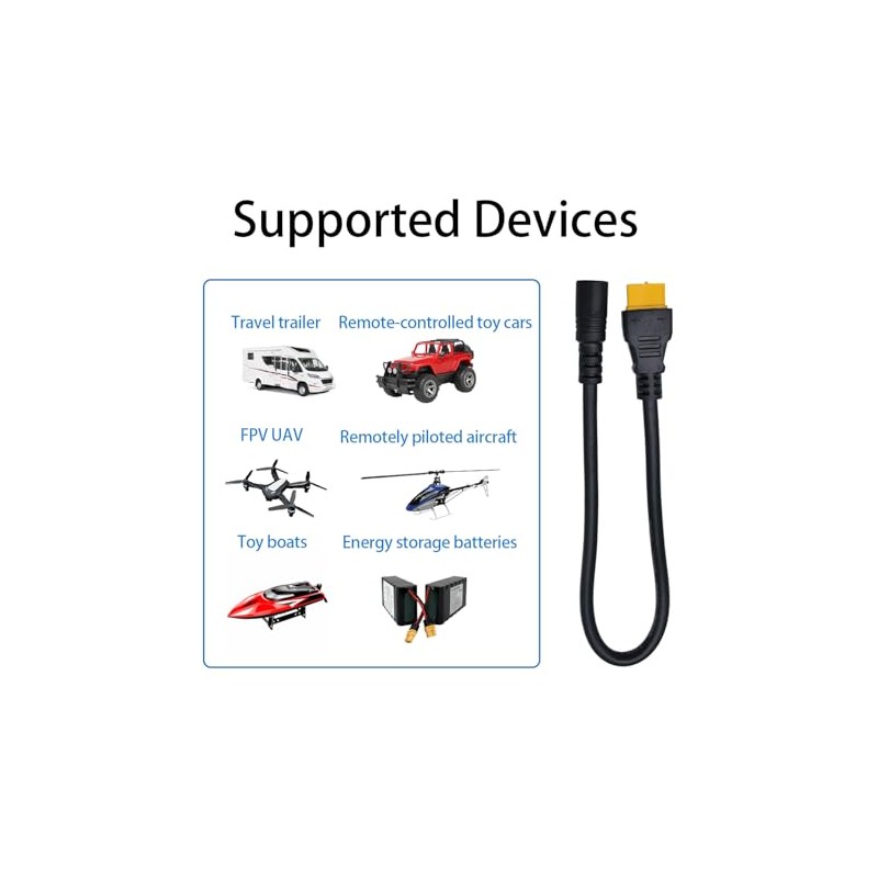 3-Pack 16AWG XT60 Female to DC 5.5×2.1mm Female Power Cable,
