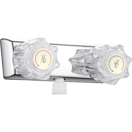 RV Shower Faucet, Camper Shower Faucet, 4" RV Outdoor Shower Replacement fits for RV/Motorhome/Trailer Shower Faucet Valve Diverter,Double knob Faucet Diverter with Smoked Acrylic Knobs (Chrome)