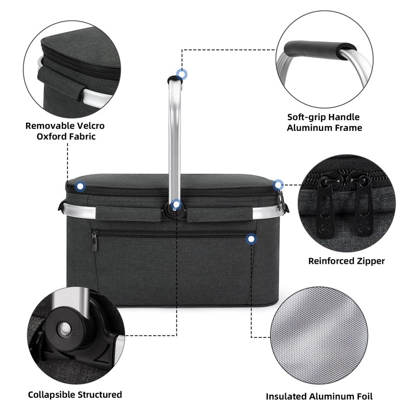 ALLCAMP Picnic Basket - 2 Ice Box Included 32L Insulated