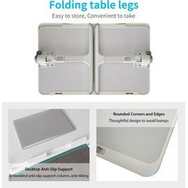 XRYZHC Lap Desk for Bed，Adjustable Bed Laptop Table with Heights and Angles，Foldable Bed Desk with 2 Movable Stoppers for Laptop Writing Eating Drawing Working (Grey, Large (23.6"x15.7"))