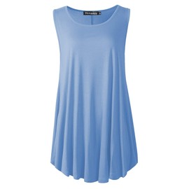 Veranee Camiseta sin mangas para mujer, estilo túnica de verano con vuelo floral, Azul claro, XXL
