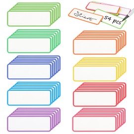 Pack of 54 Magnetic Strips, 8 x 3 cm, Reusable Name Labels, 9 Colours, Whiteboard Magnets for Whiteboards, Locker, Fridge, School, Office or Home